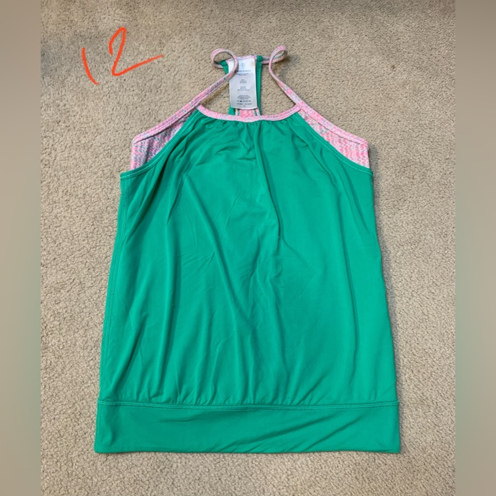 Ivivva by Lululemon Double Dutch Tank Top  Girls 12  Green, Pink Activewear